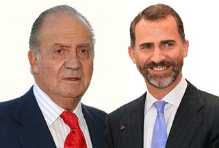 King Juan Carlos of Spain (left) with son Prince Felipe, the Prince of Asturias
